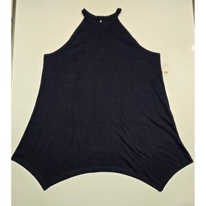 NY&C New York & Company Navy Halter Top Sleeveless Flowy Tank Top Size L (1246)‎